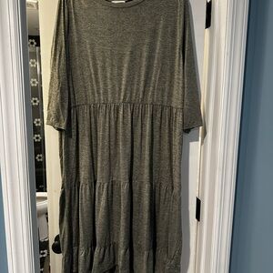 Olive Green Tiered Midi Dress